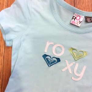 Roxy Girls T-shirt tee blue XL Appliqué